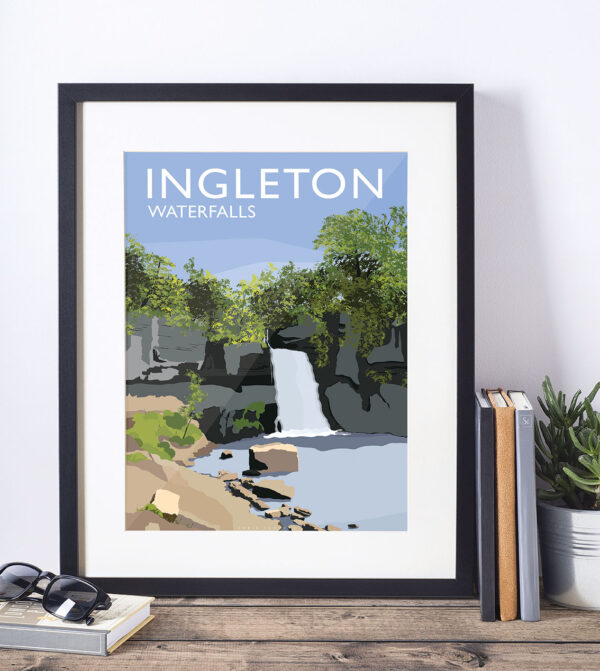 Ingleton Waterfalls Art Deco Print